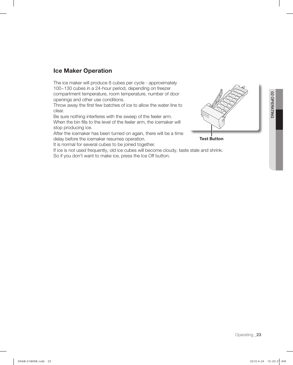 Ice maker operation | Samsung RF215** User Manual | Page 23 / 34