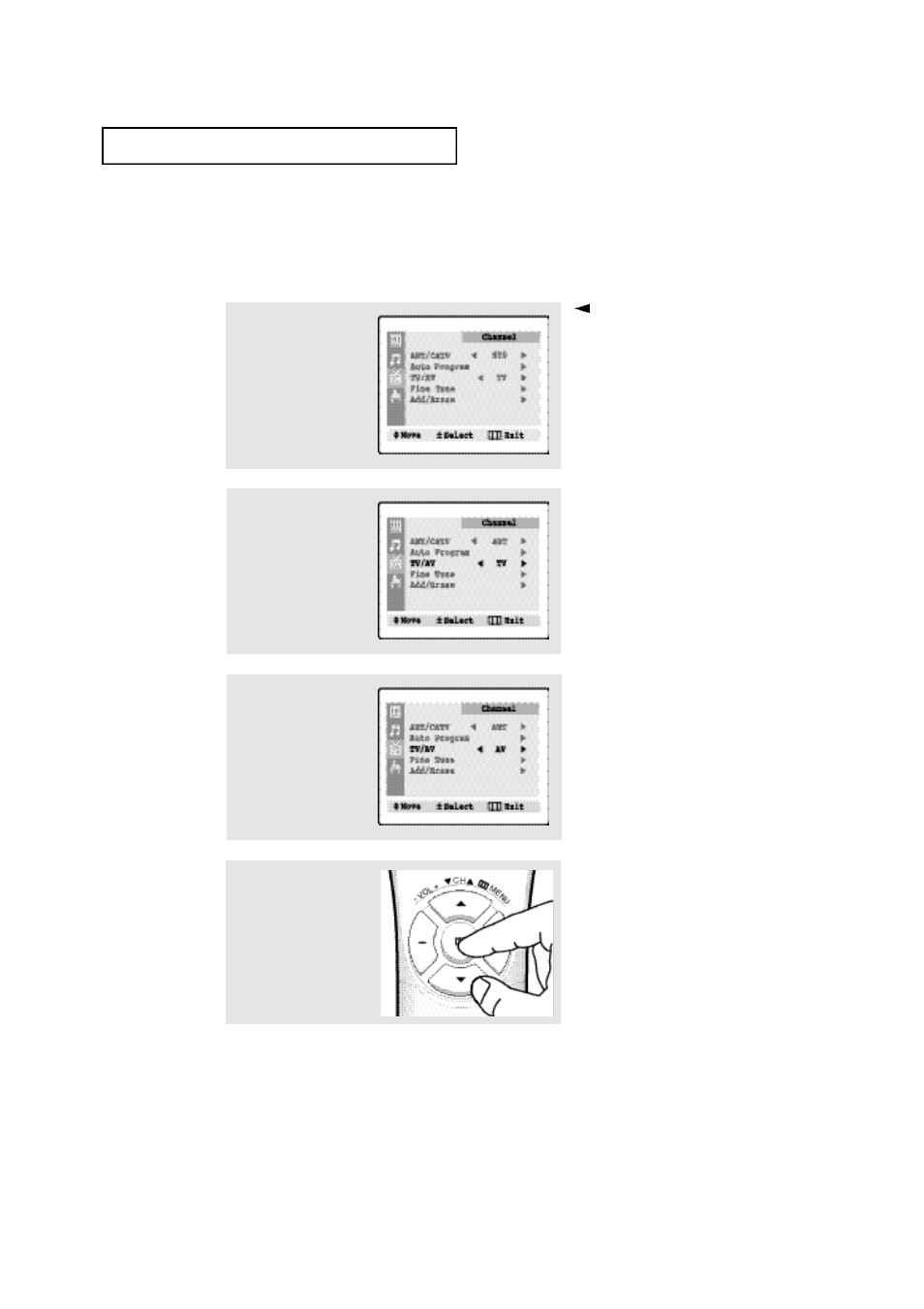 Viewing a vcr or camcorder tape | Samsung TXP1430F User Manual | Page 31 / 49