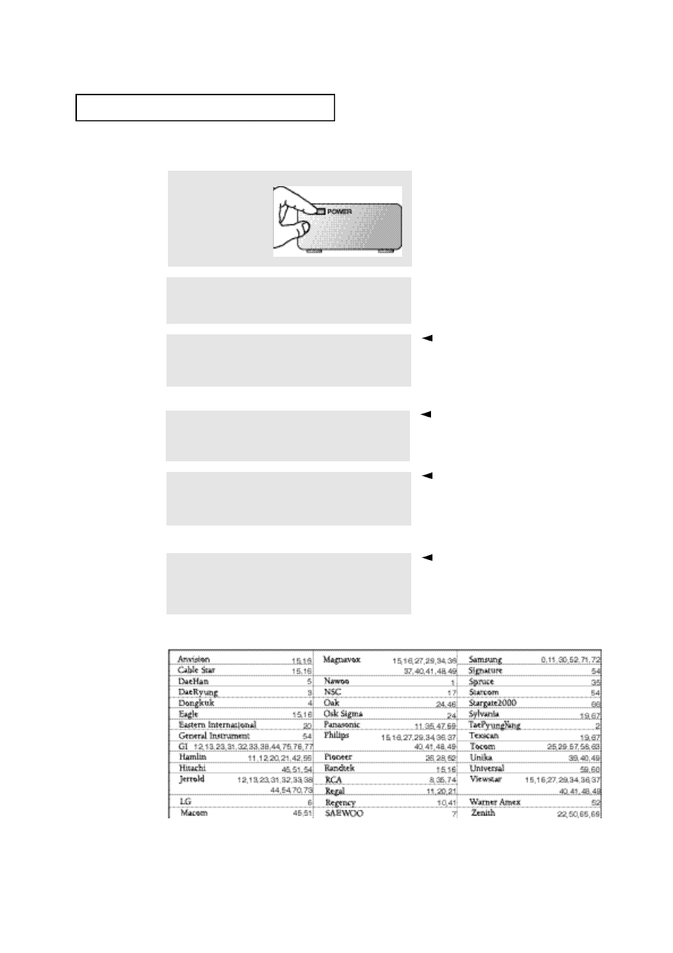 Cable box codes | Samsung TXP1430F User Manual | Page 34 / 49
