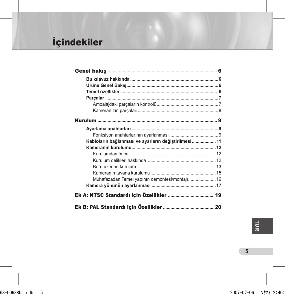 Içindekiler | Samsung SCC-B5394 User Manual | Page 115 / 131