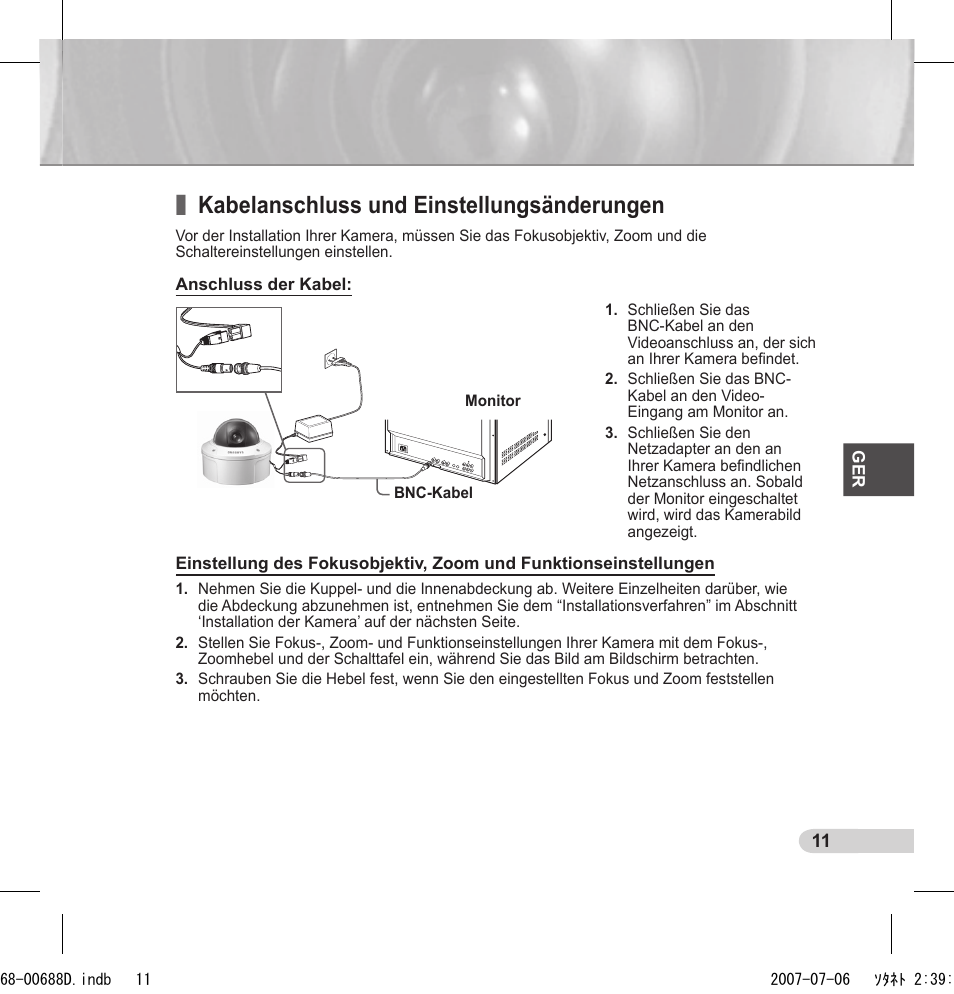 Kabelanschluss und einstellungsänderungen | Samsung SCC-B5394 User Manual | Page 33 / 131