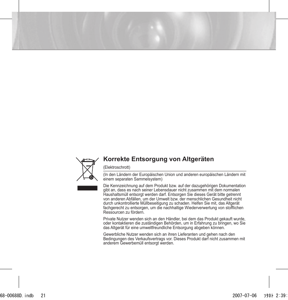 Korrekte entsorgung von altgeräten | Samsung SCC-B5394 User Manual | Page 43 / 131