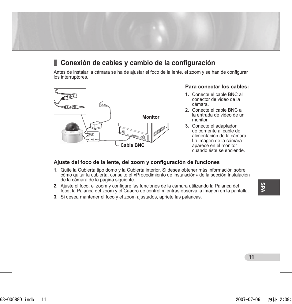 Conexión de cables y cambio de la conﬁguración | Samsung SCC-B5394 User Manual | Page 77 / 131