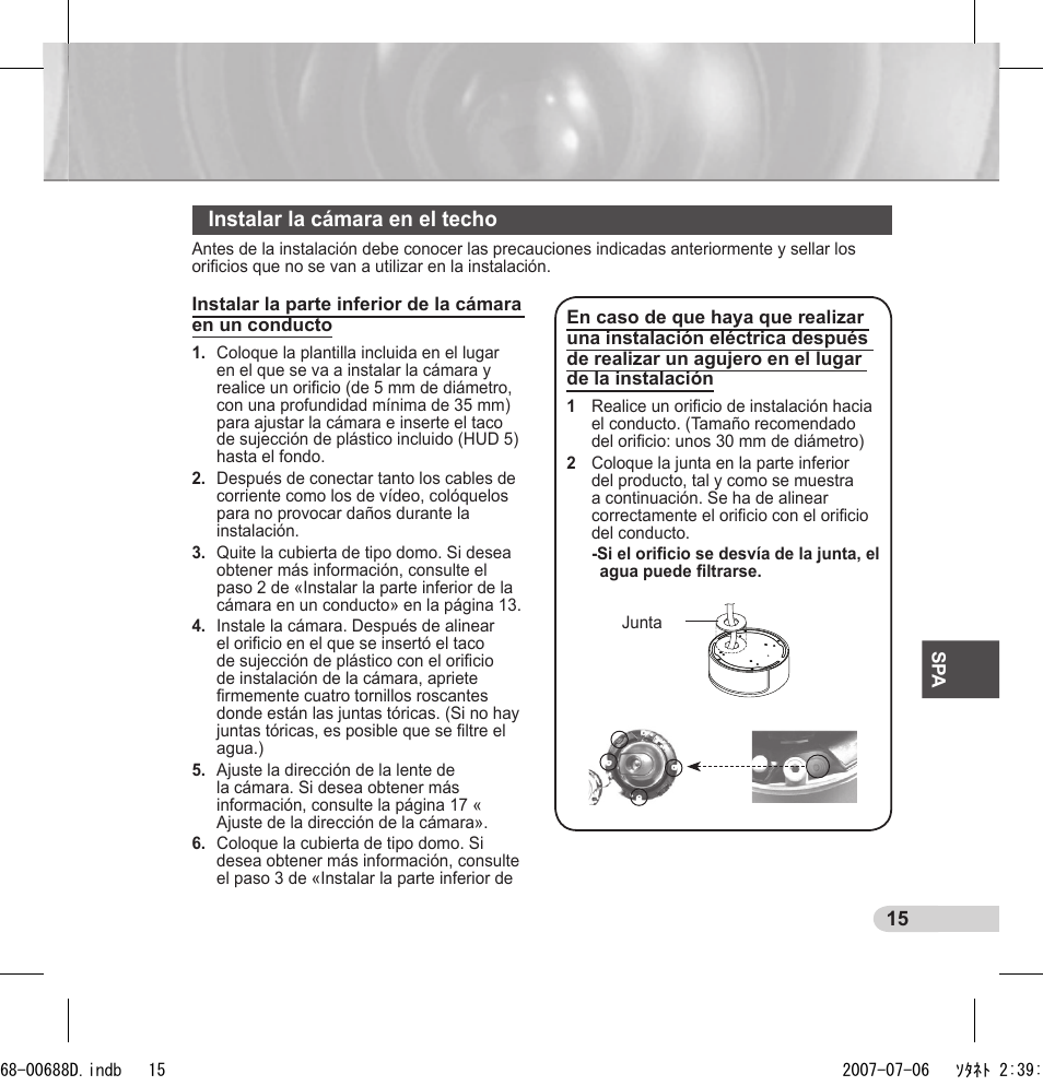 Instalar la cámara en el techo | Samsung SCC-B5394 User Manual | Page 81 / 131