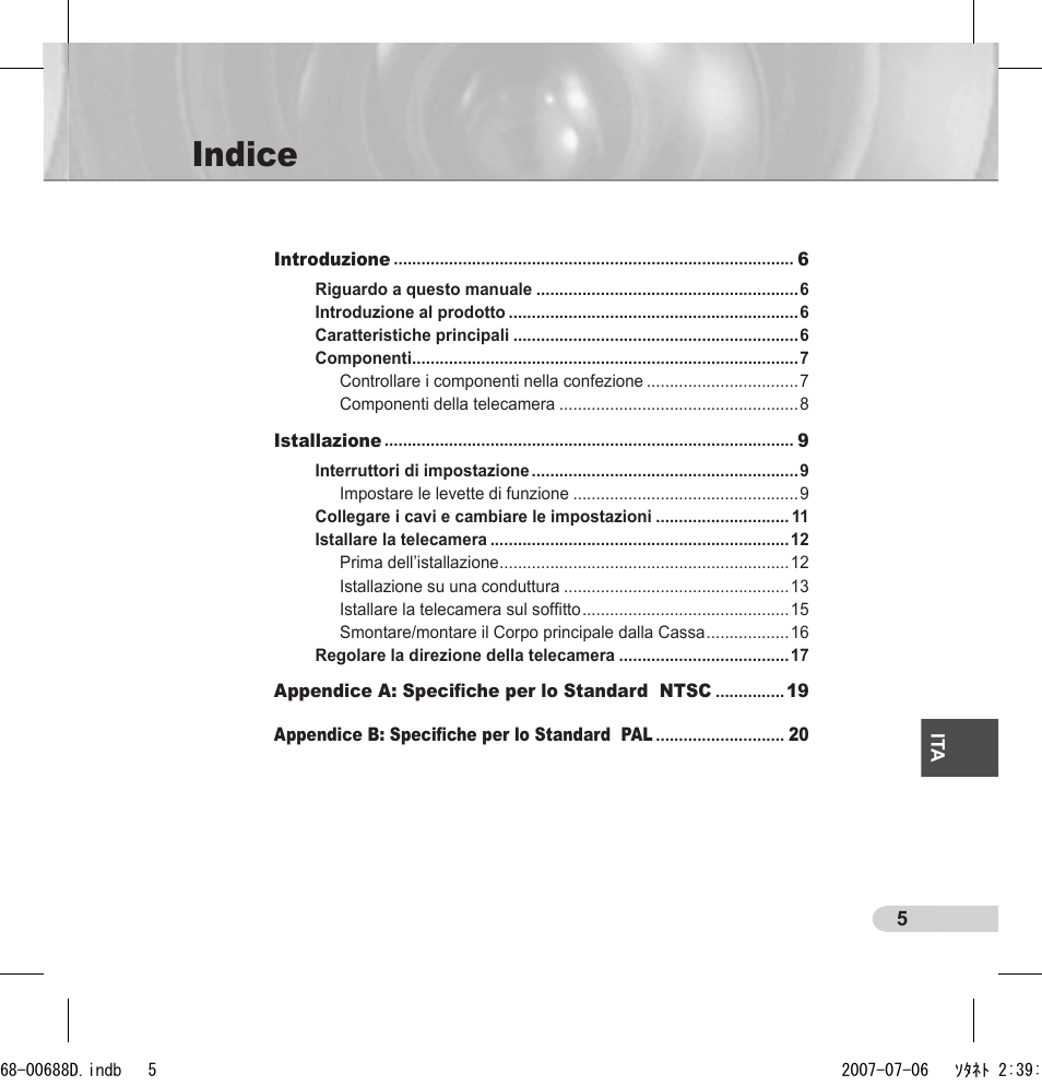 Indice | Samsung SCC-B5394 User Manual | Page 93 / 131