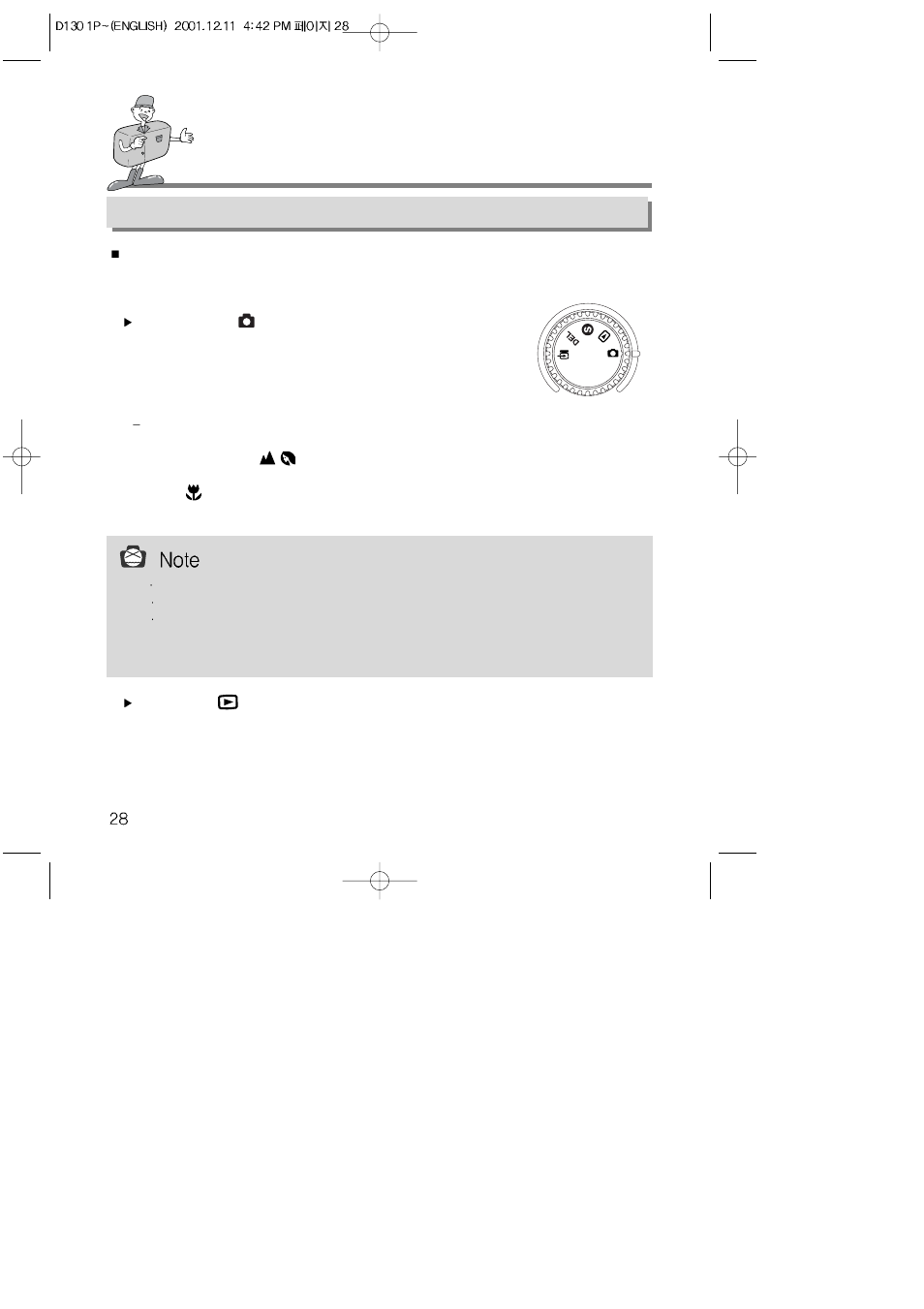 Camera working mode, Instruction of camera mode | Samsung 130 User Manual | Page 28 / 81