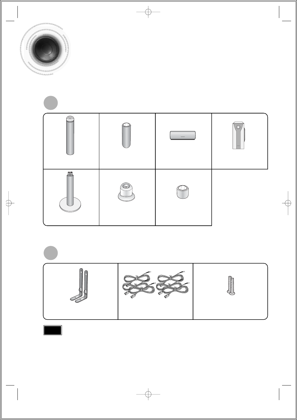 Connections, Speaker assembly method, Speaker components | Speaker accessories | Samsung 20051111115925328 User Manual | Page 12 / 90