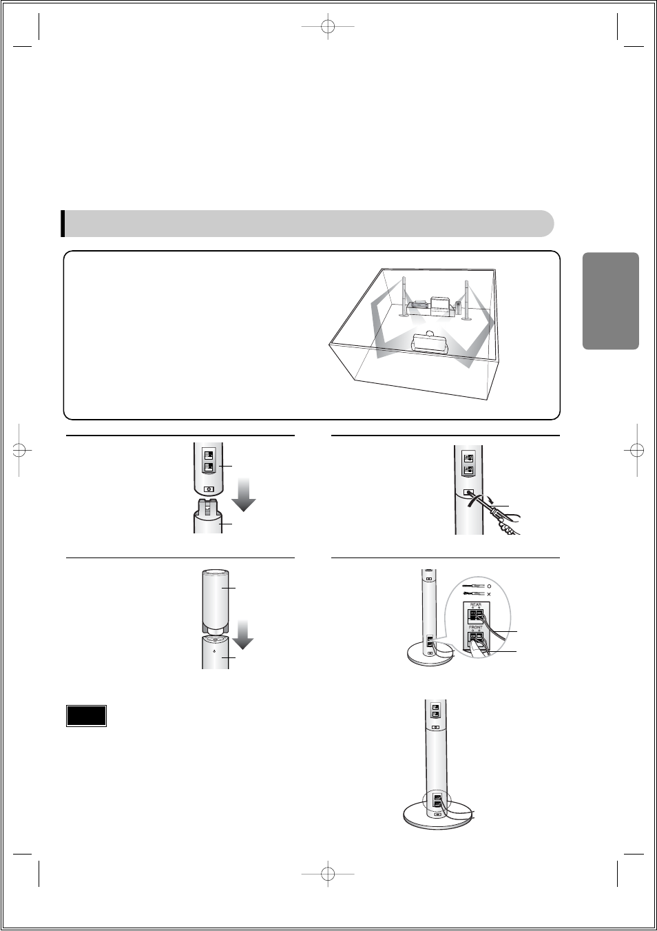 Installing speakers in the rrss, Configuration using stands | Samsung 20051111115925328 User Manual | Page 13 / 90