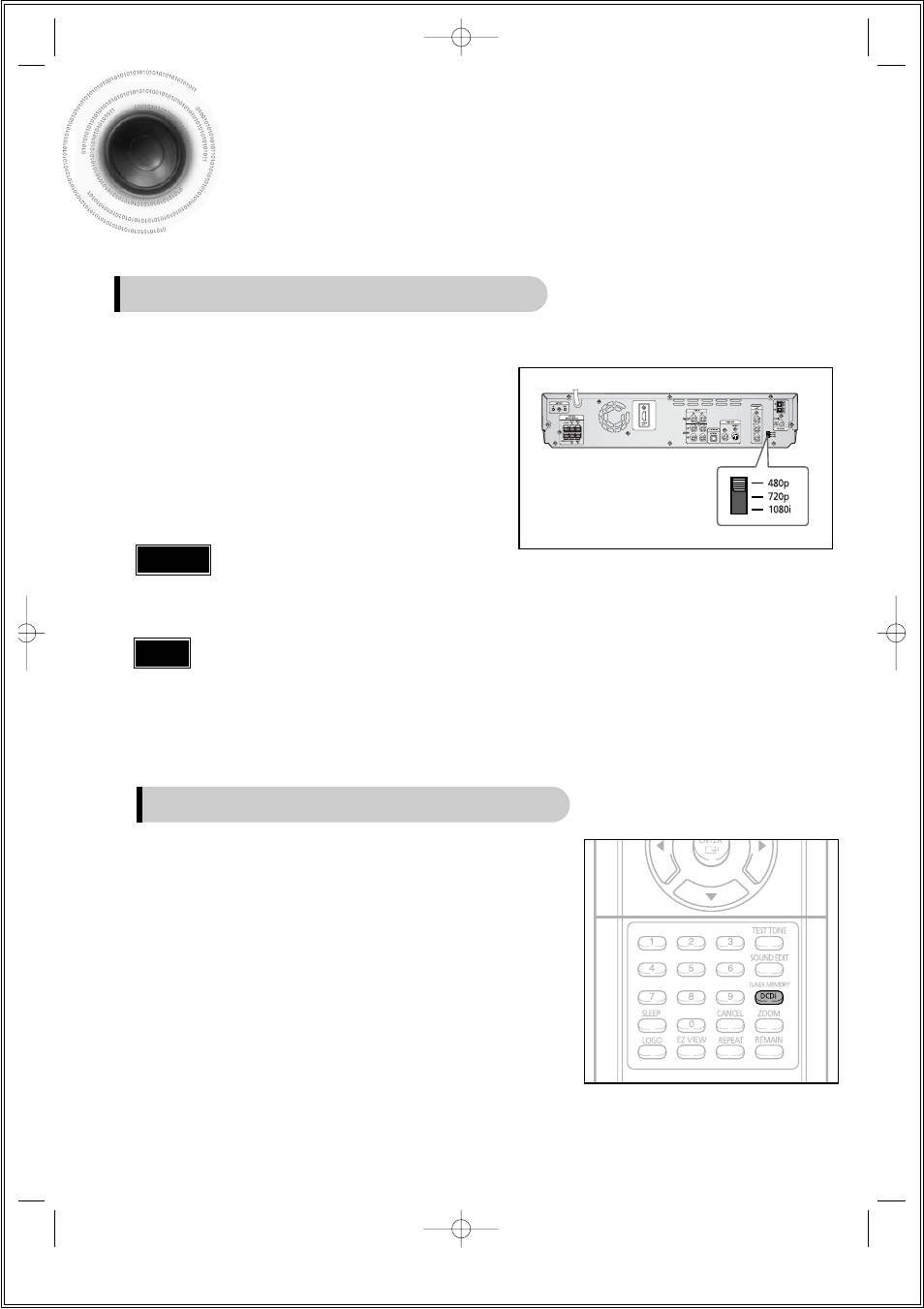 Connecting the video out to tv, Dcdi, Function | Selecting resolution, Set the resolution switch to 480p | Samsung 20051111115925328 User Manual | Page 22 / 90