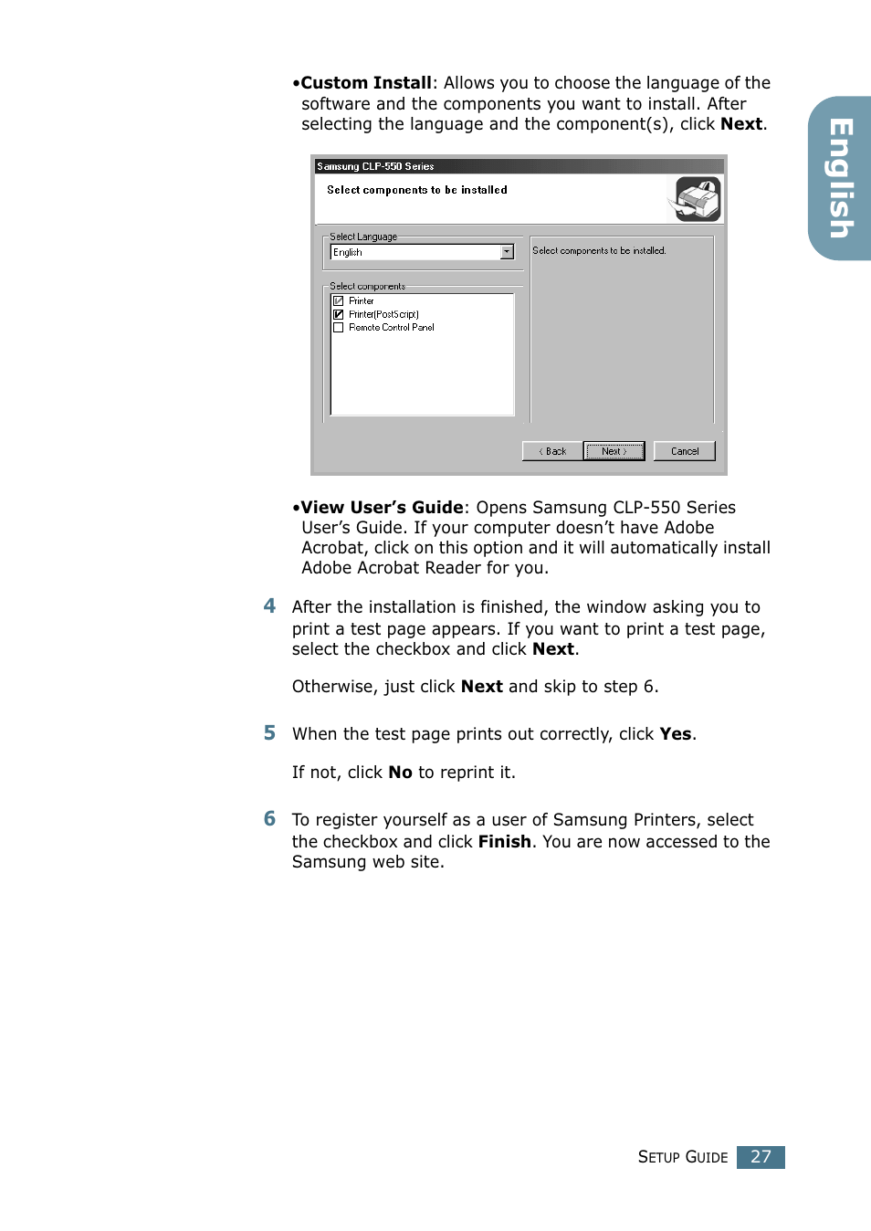 English | Samsung CLP-550N User Manual | Page 27 / 33