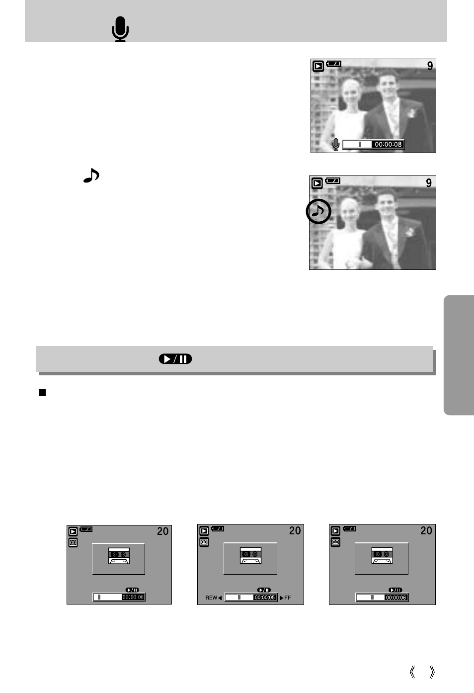 Play & pause( )/ down button | Samsung Digimax U-CA 3 User Manual | Page 47 / 128