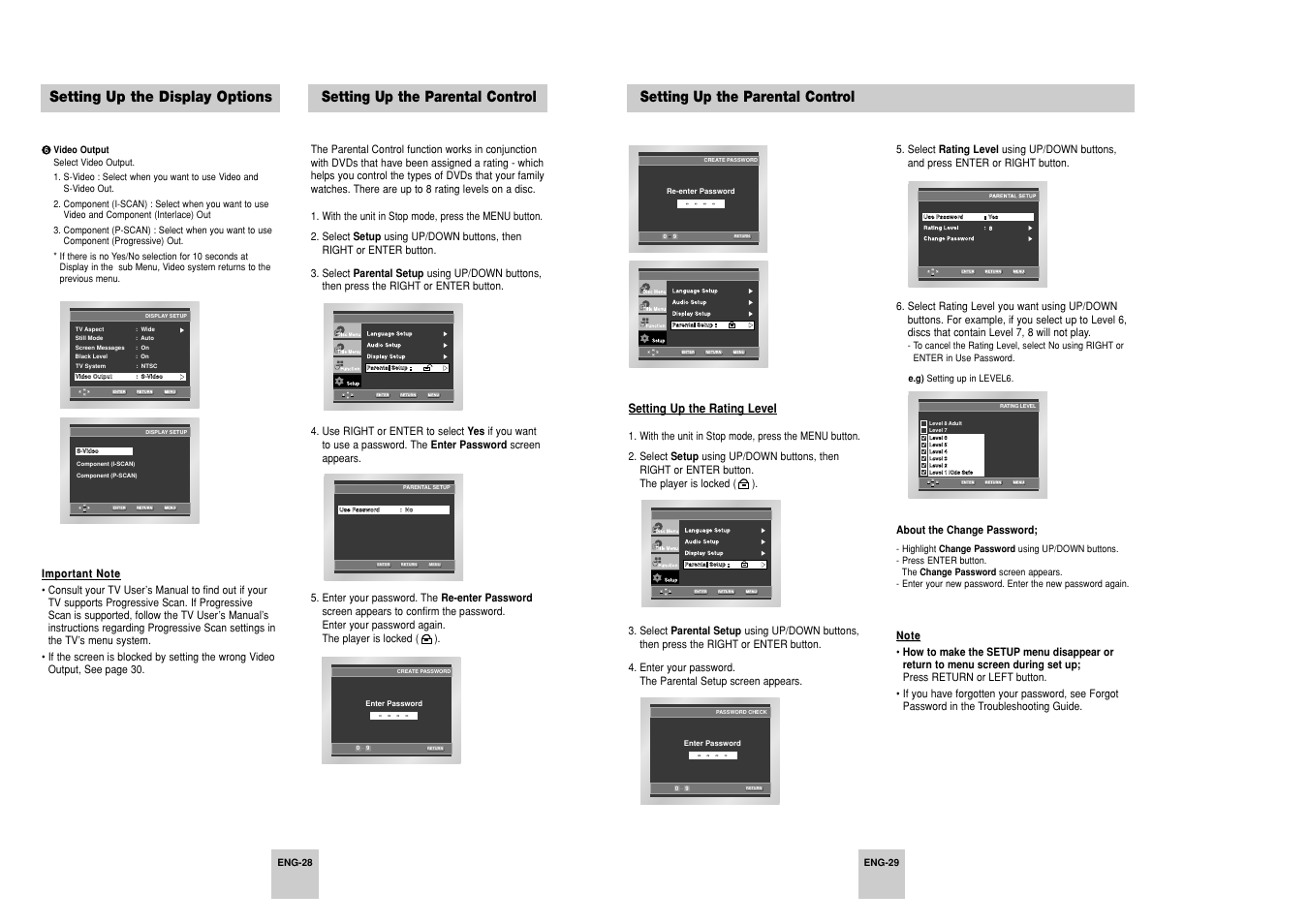 Setting up the parental control | Samsung DVD-P248A User Manual | Page 15 / 16