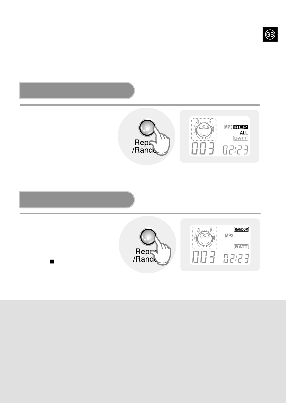Repeat function, Random function | Samsung MCD-MP67 User Manual | Page 17 / 27