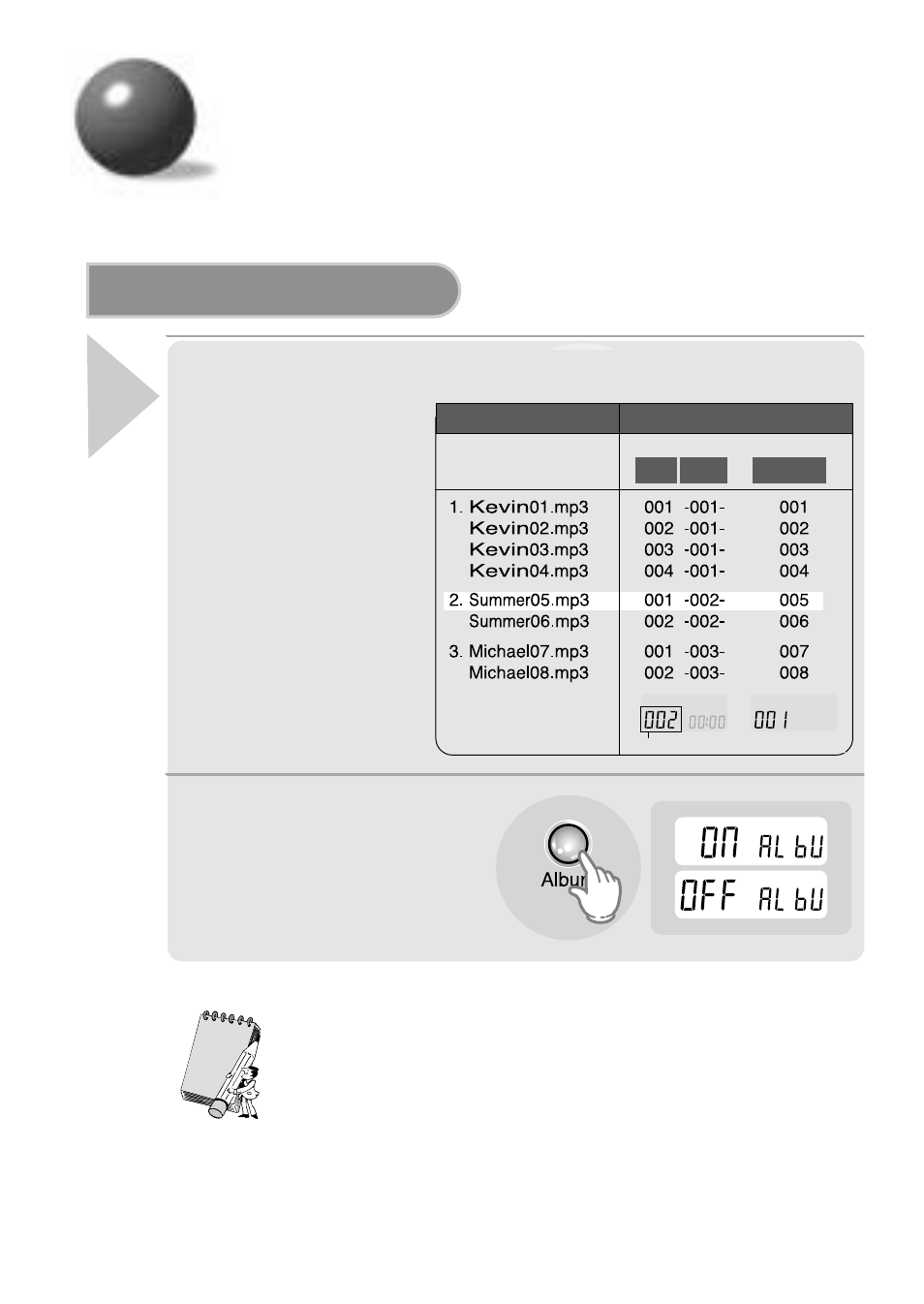 Features, Album function | Samsung MCD-MP67 User Manual | Page 20 / 27