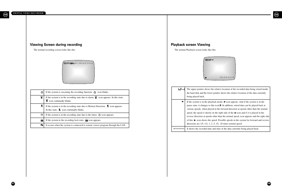 Playback screen viewing, Viewing screen during recording | Samsung SHR-3010 User Manual | Page 18 / 45