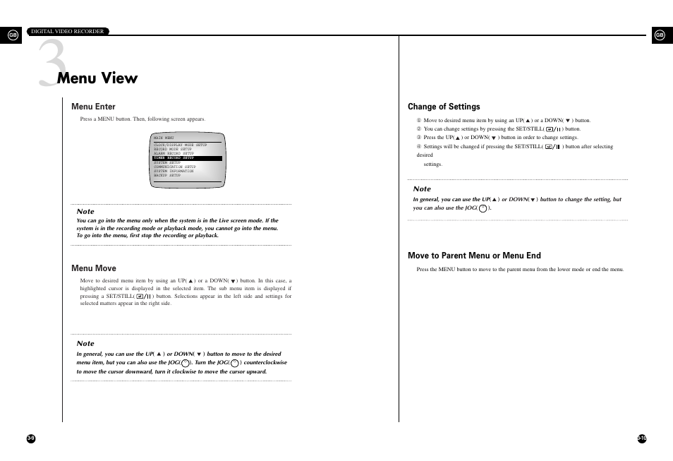 Menu view | Samsung SHR-3010 User Manual | Page 19 / 45