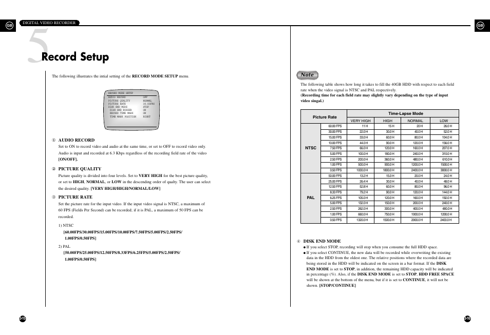 Record setup | Samsung SHR-3010 User Manual | Page 22 / 45