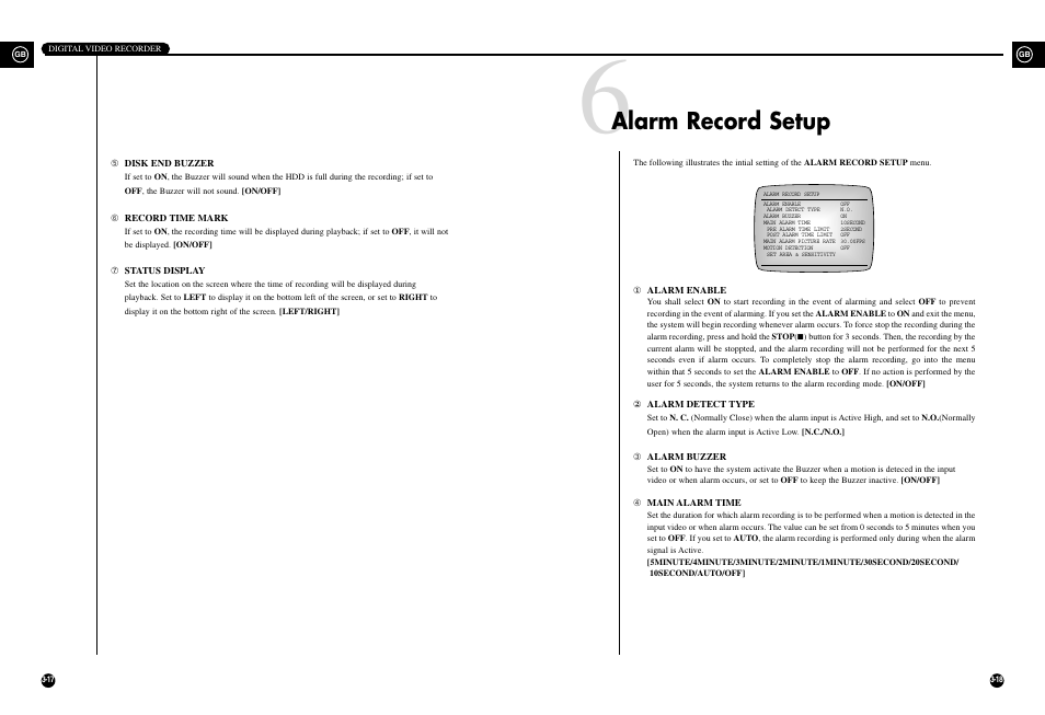 Alarm record setup | Samsung SHR-3010 User Manual | Page 23 / 45