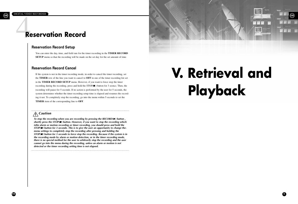 V. retrieval and playback, Reservation record | Samsung SHR-3010 User Manual | Page 34 / 45