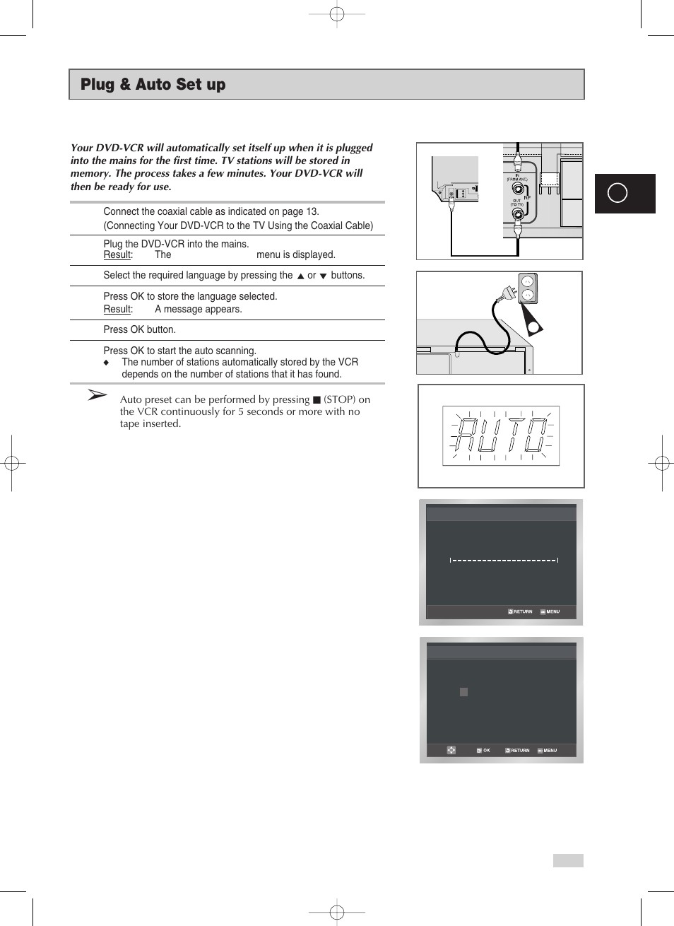 Plug & auto set up | Samsung V70 User Manual | Page 15 / 71