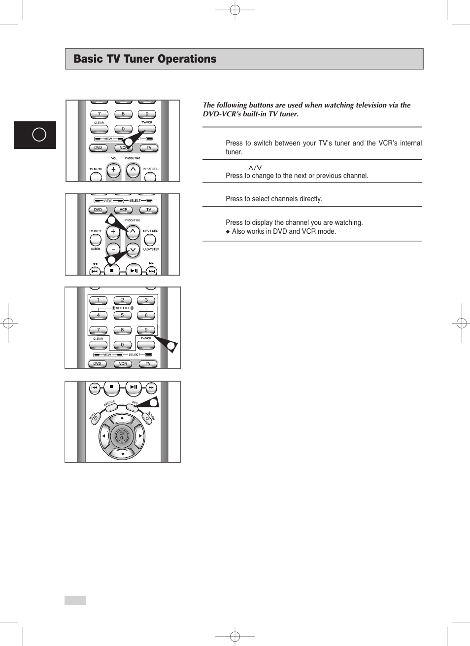 Basic tv tuner operations | Samsung V70 User Manual | Page 18 / 71