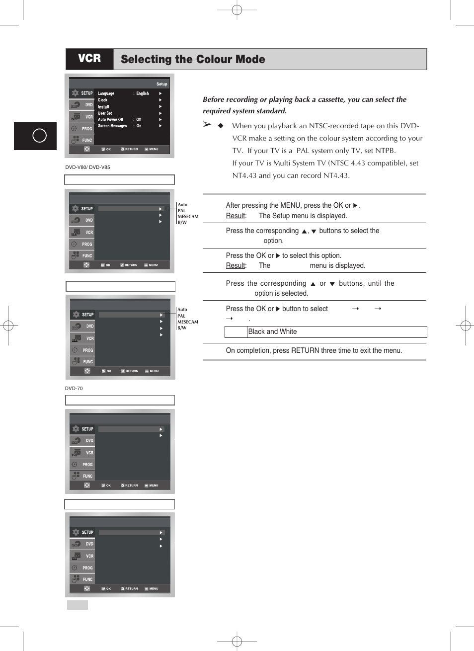 Selecting the colour mode | Samsung V70 User Manual | Page 26 / 71