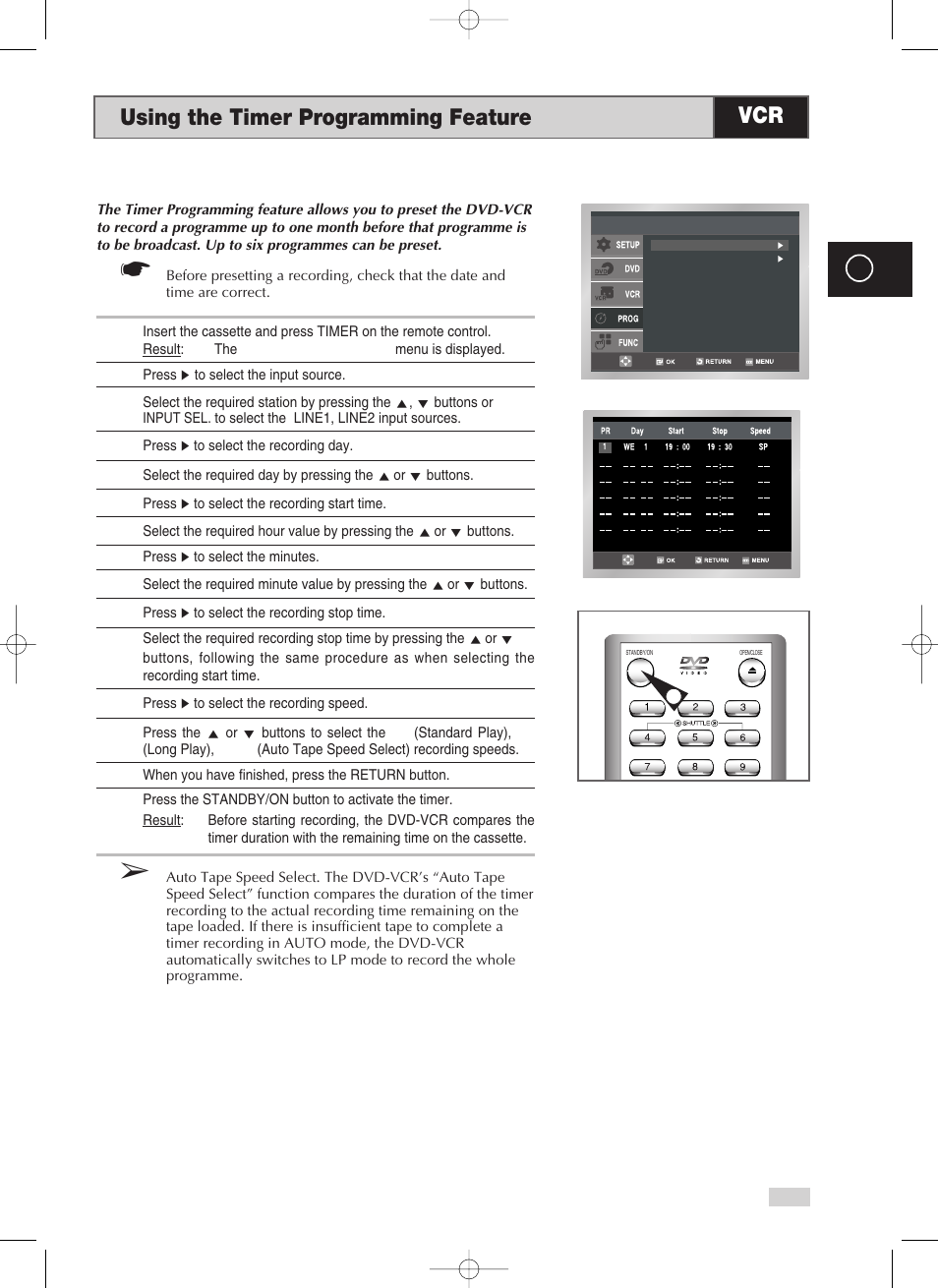 Using the timer programming feature | Samsung V70 User Manual | Page 37 / 71