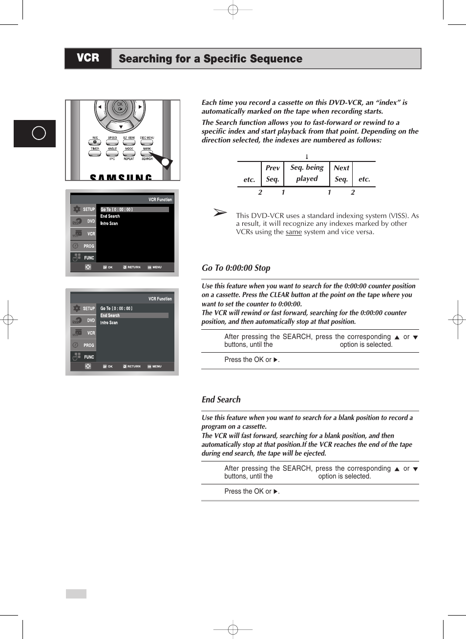 Searching for a specific sequence | Samsung V70 User Manual | Page 42 / 71