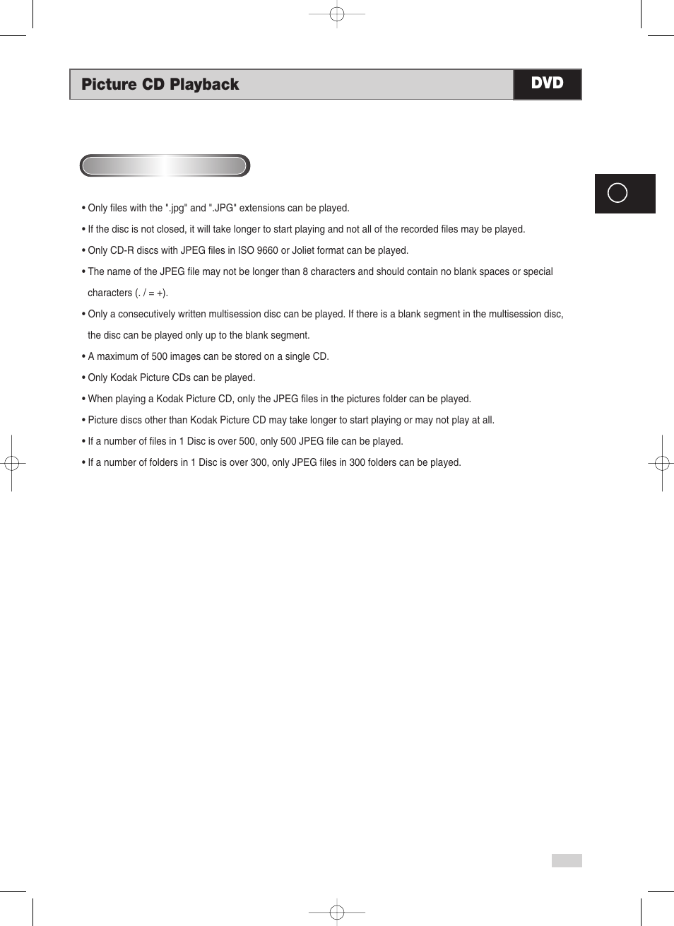 Picture cd playback dvd | Samsung V70 User Manual | Page 67 / 71