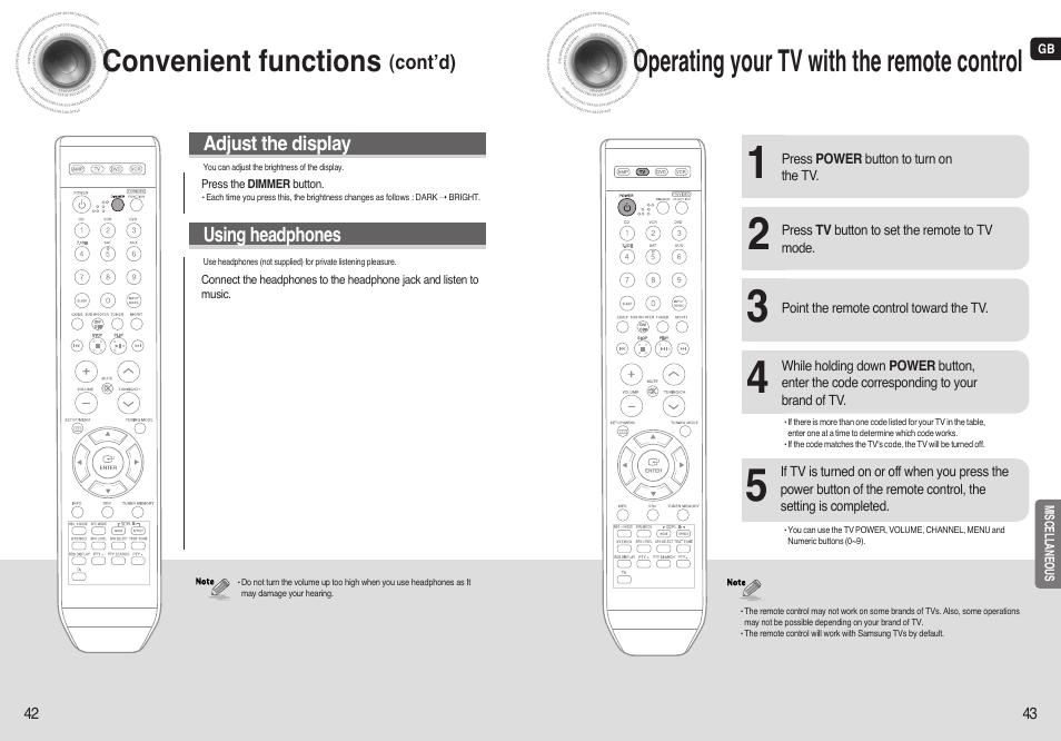 Operating your tv with the remote control, Convenient functions | Samsung AV-R720 User Manual | Page 22 / 25