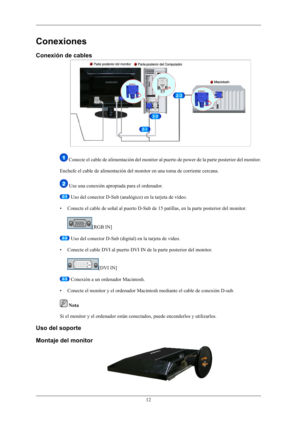 Conexiones | Samsung 2053BW User Manual | Page 6 / 13