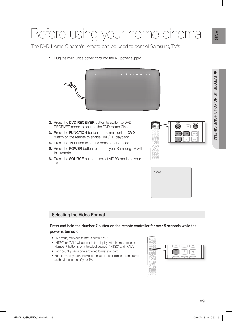 Before using your home cinema | Samsung HT-X725G User Manual | Page 29 / 70