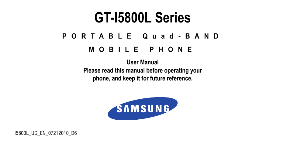 Samsung 07212010 User Manual | 137 pages