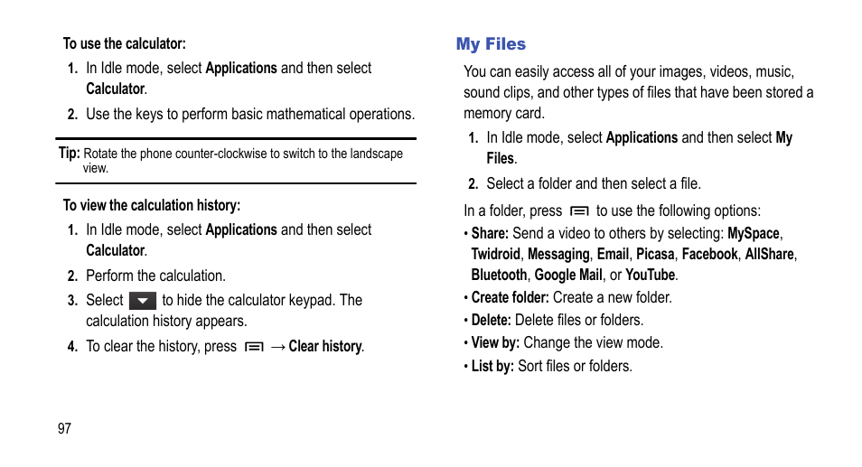 My files | Samsung 07212010 User Manual | Page 102 / 137