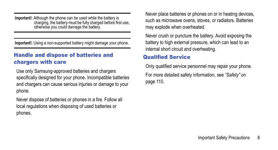 Qualified service | Samsung 07212010 User Manual | Page 13 / 137