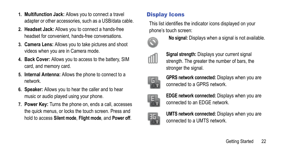 Display icons | Samsung 07212010 User Manual | Page 27 / 137