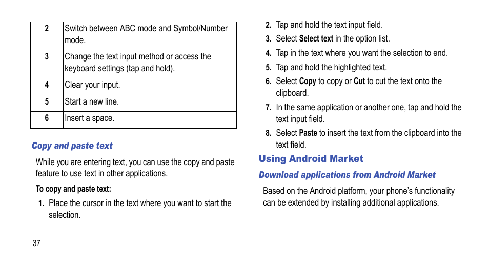 Using android market | Samsung 07212010 User Manual | Page 42 / 137