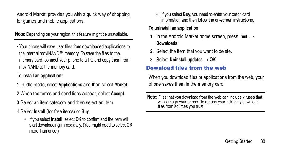 Download files from the web | Samsung 07212010 User Manual | Page 43 / 137