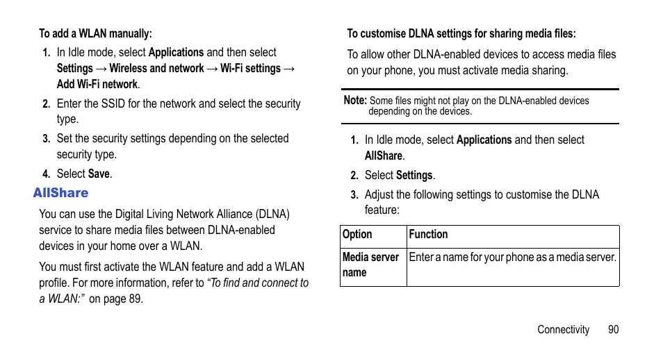 Allshare | Samsung 07212010 User Manual | Page 95 / 137