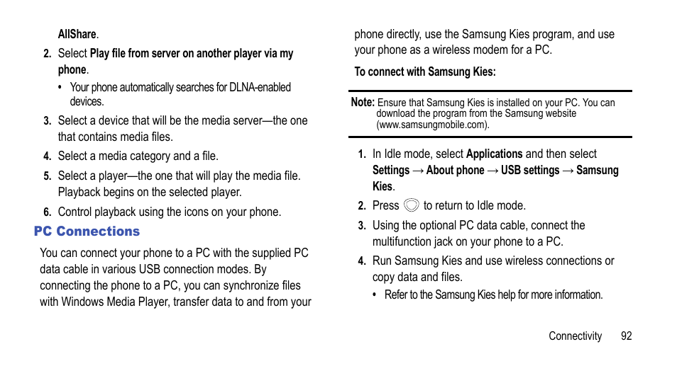 Pc connections | Samsung 07212010 User Manual | Page 97 / 137