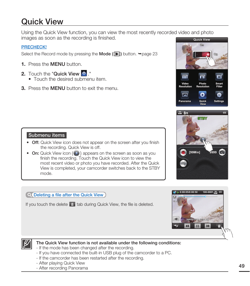 Quick view | Samsung HMX-E10WN User Manual | Page 59 / 98