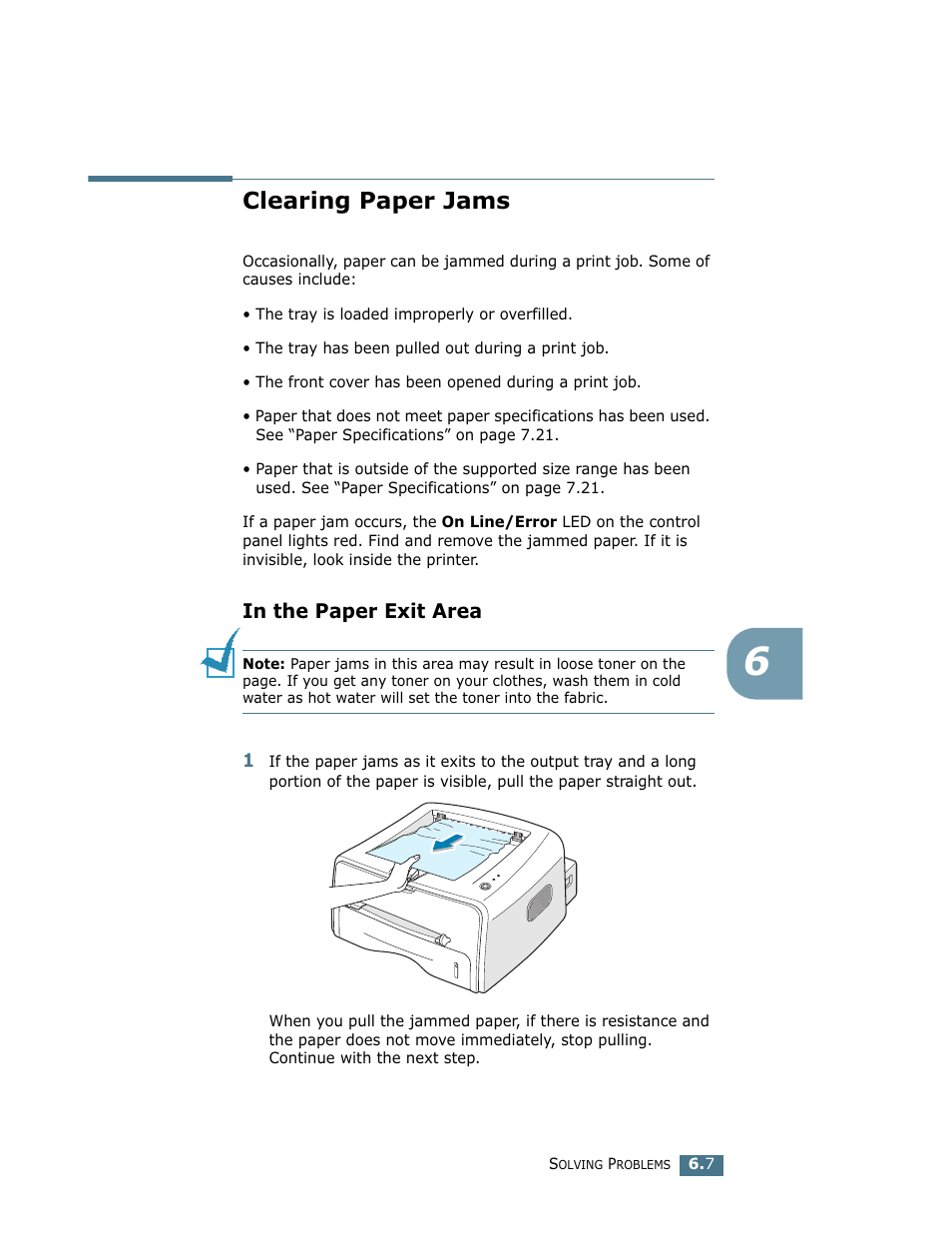 Clearing paper jams, In the paper exit area, To “clearing paper | Samsung ML-1710 User Manual | Page 100 / 146