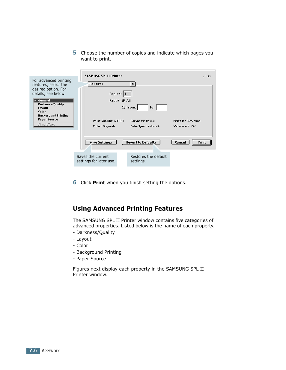 Using advanced printing features | Samsung ML-1710 User Manual | Page 123 / 146