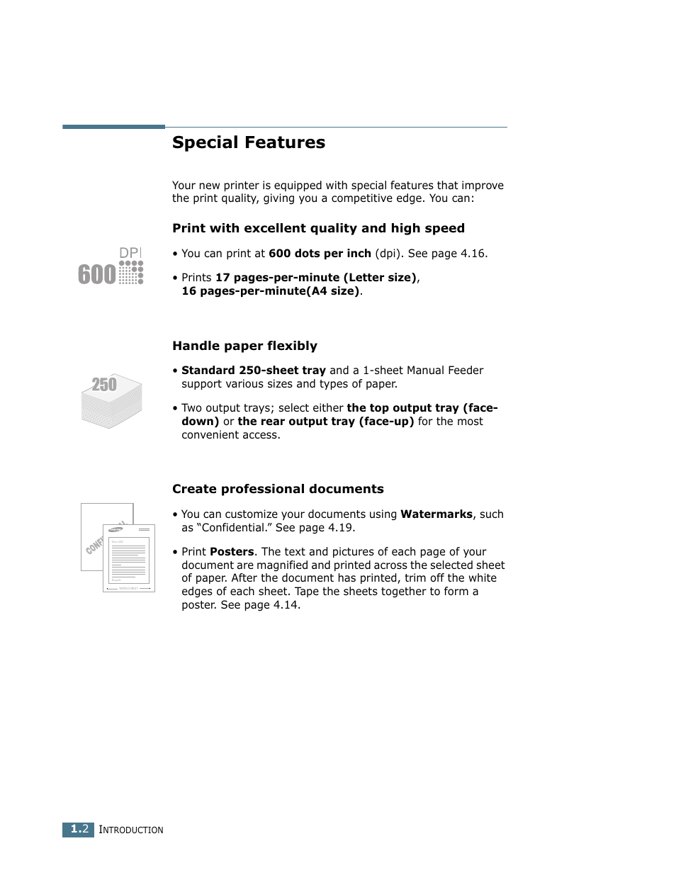 Special features | Samsung ML-1710 User Manual | Page 13 / 146