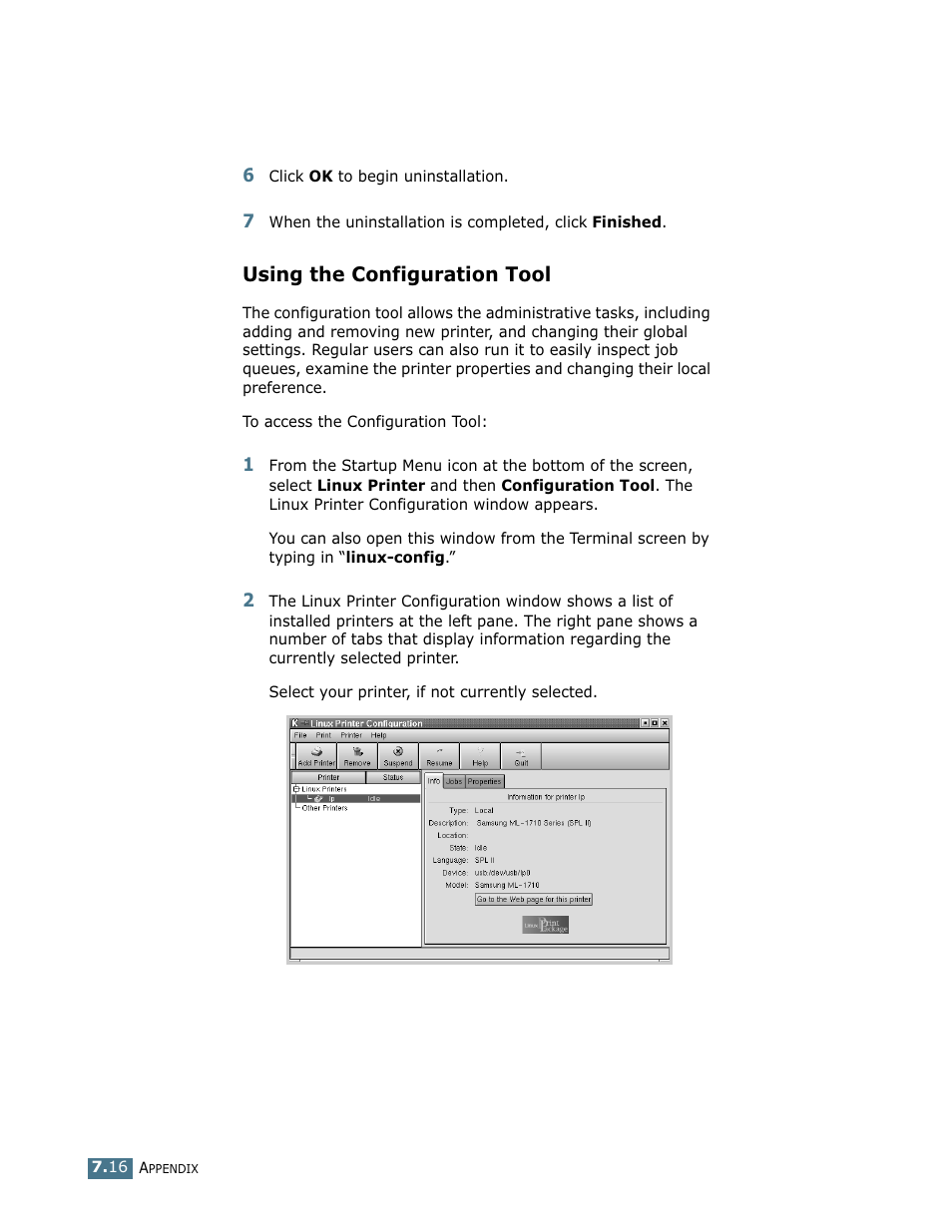 Using the configuration tool | Samsung ML-1710 User Manual | Page 133 / 146