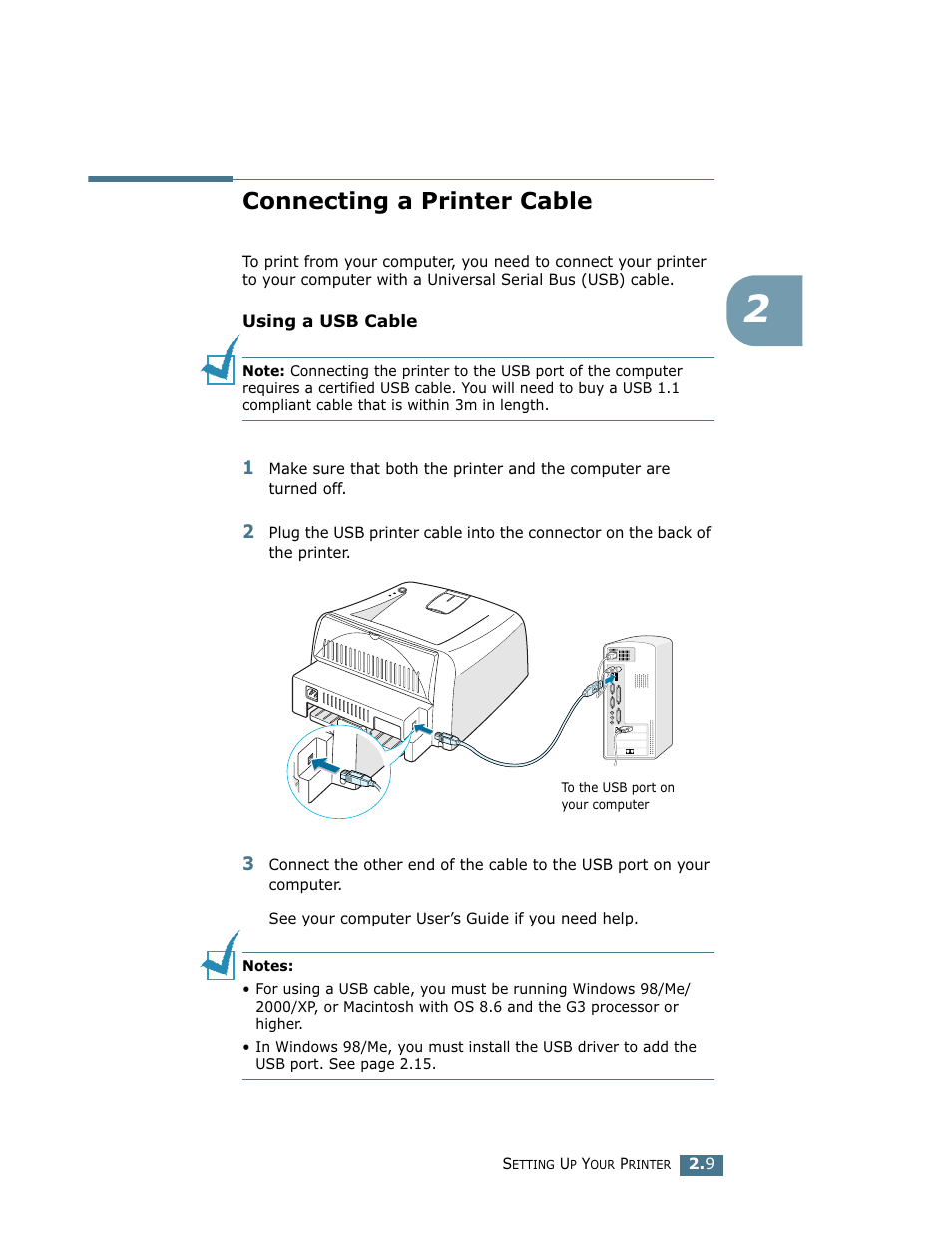 Connecting a printer cable | Samsung ML-1710 User Manual | Page 28 / 146