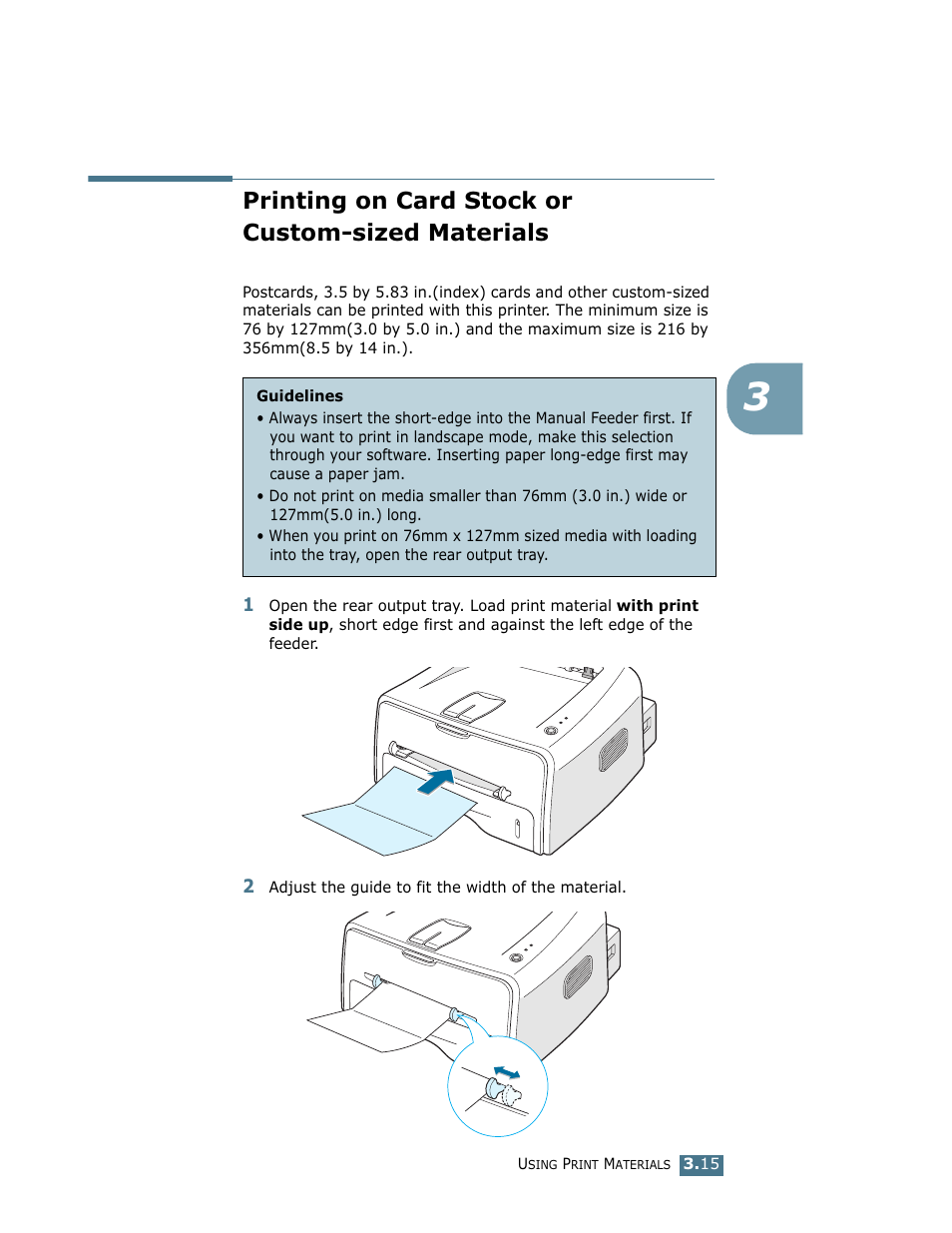Printing on card stock or custom-sized materials | Samsung ML-1710 User Manual | Page 52 / 146