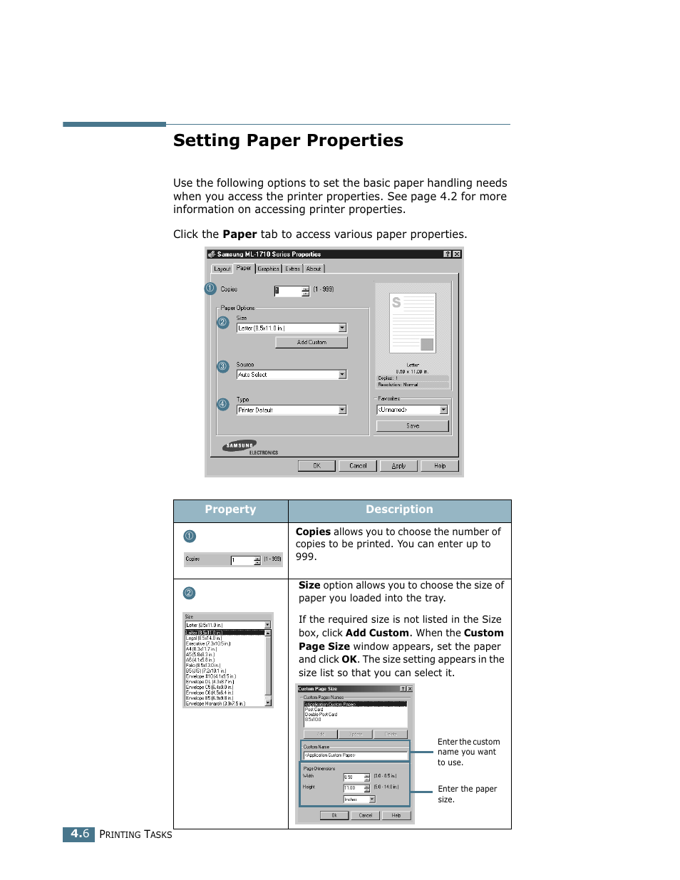 Setting paper properties | Samsung ML-1710 User Manual | Page 61 / 146