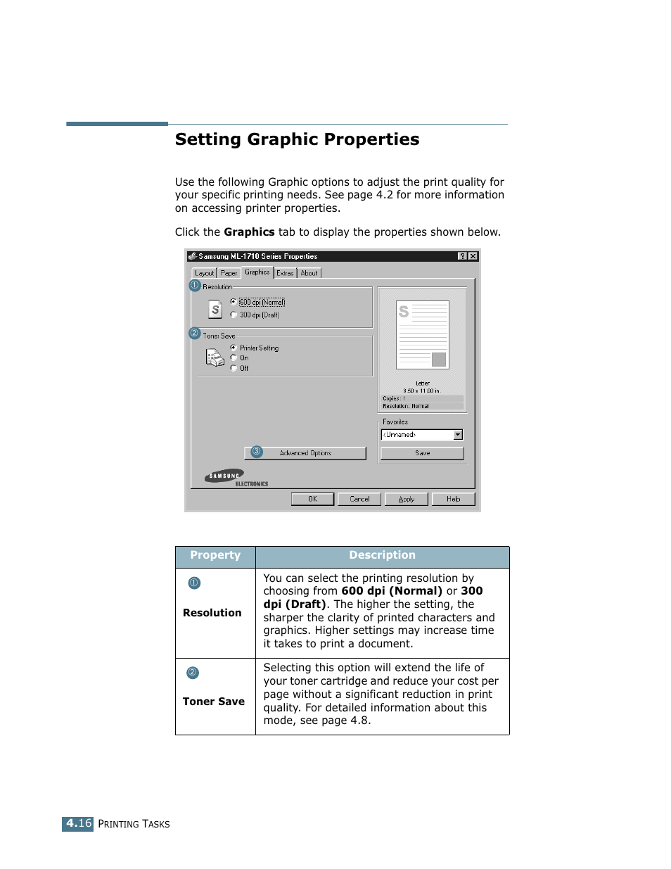 Setting graphic properties | Samsung ML-1710 User Manual | Page 71 / 146