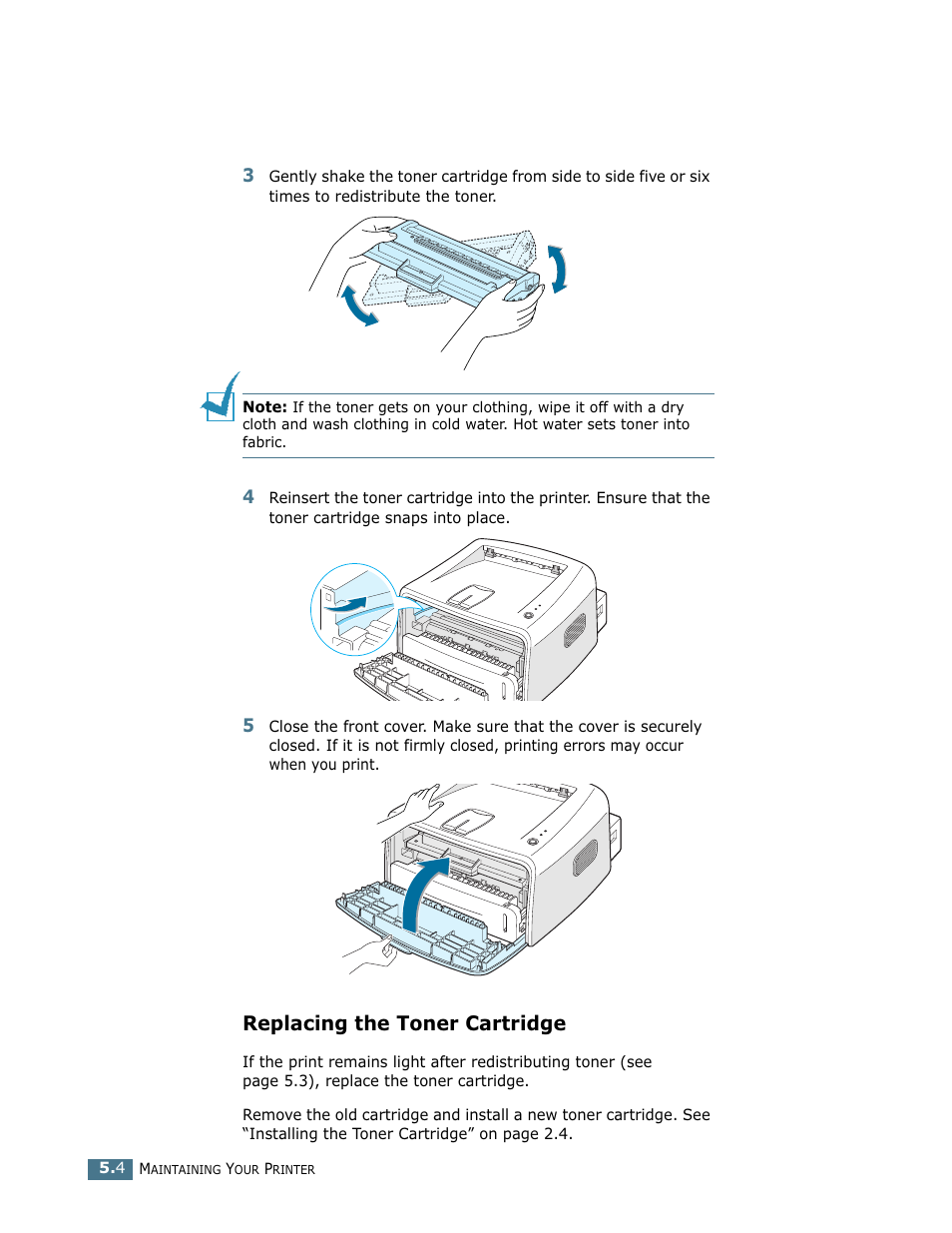 Replacing the toner cartridge | Samsung ML-1710 User Manual | Page 89 / 146